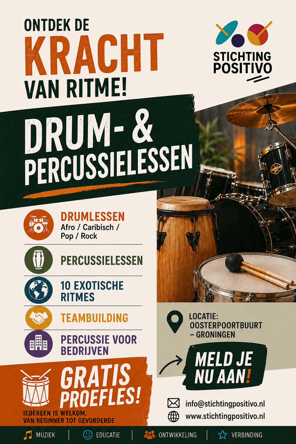 Flyer drum- en percussielessen